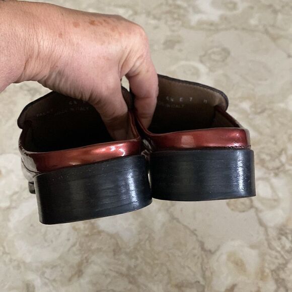 Bally Talky Mules Bronze Patent Leather Slip On Shoes Open Back - Picture 7 of 11